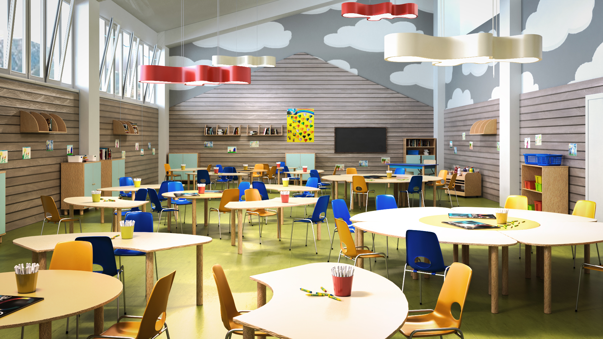 petali del tavolo margherita ab company. realizzato in legno multistrato per scuola materna e asilo nido